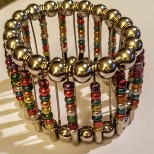 hand crafted Jewelry - Bracelet made of safety pins and beads hand crafted Jewelry - Bracelet made of safety pins and beads
